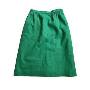 Vintage Pendleton Wool Midi Skirt Emerald Green Petite XS Old Money